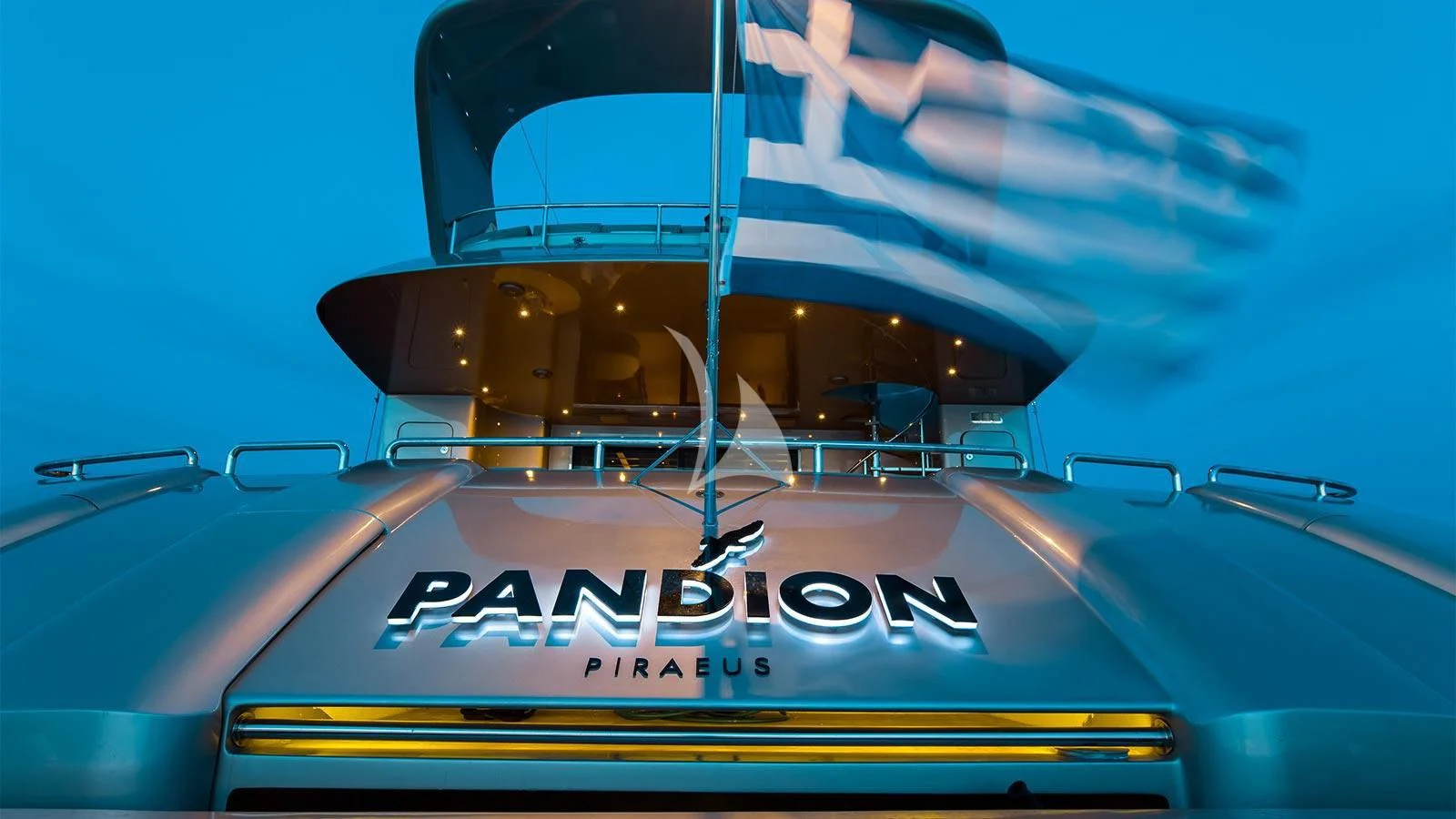 logo aboard PANDION Yacht for Charter