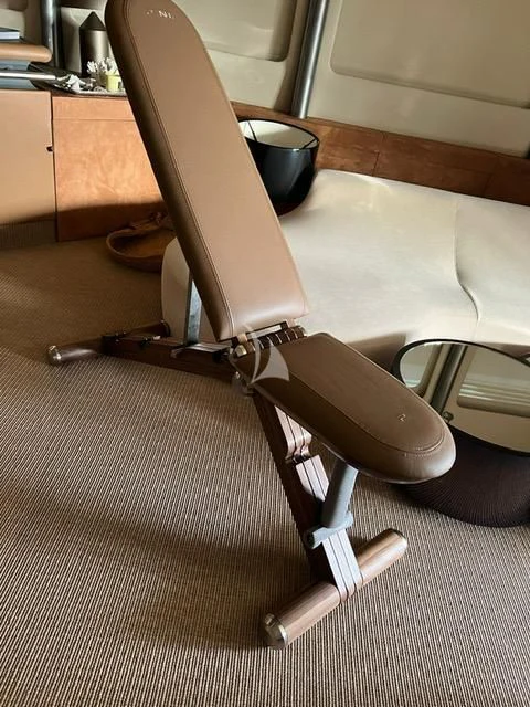 a metal contraption on a table aboard PANDION Yacht for Charter