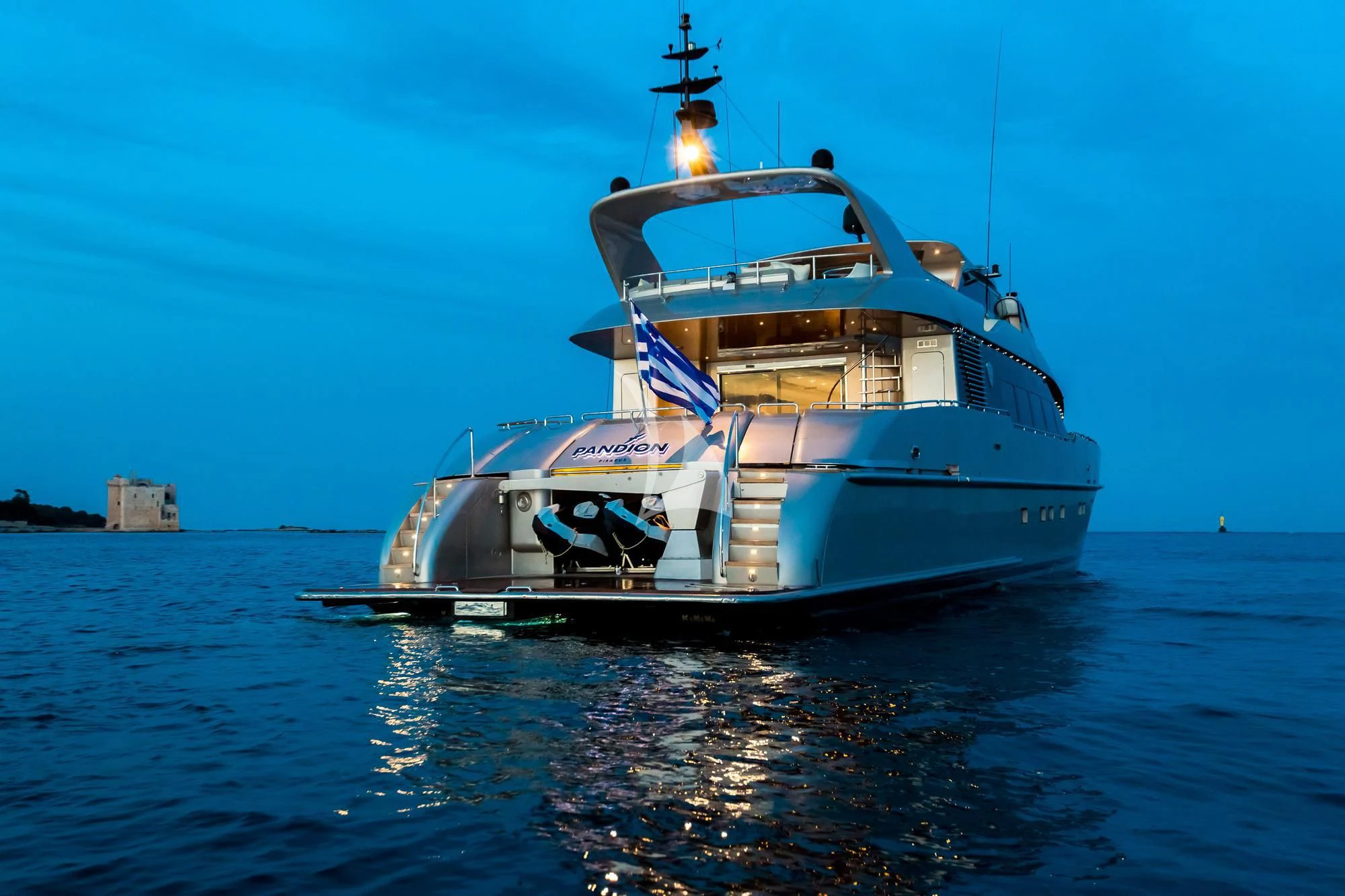 a boat in the water aboard PANDION Yacht for Charter