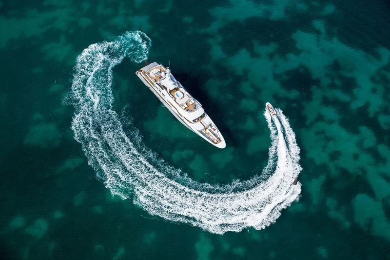 a space ship in space aboard ASTRA Yacht for Sale