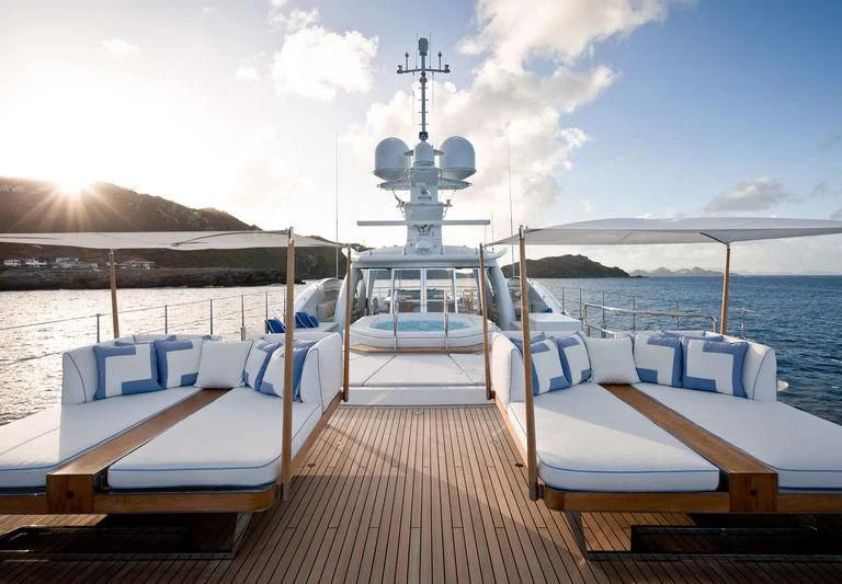 a boat on a dock aboard ASTRA Yacht for Sale