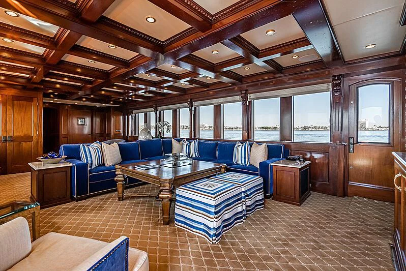 a large living room with a large open floor plan aboard LADY BAHI Yacht for Sale
