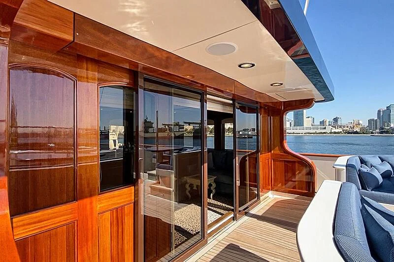 a glass door on a boat aboard LADY BAHI Yacht for Sale