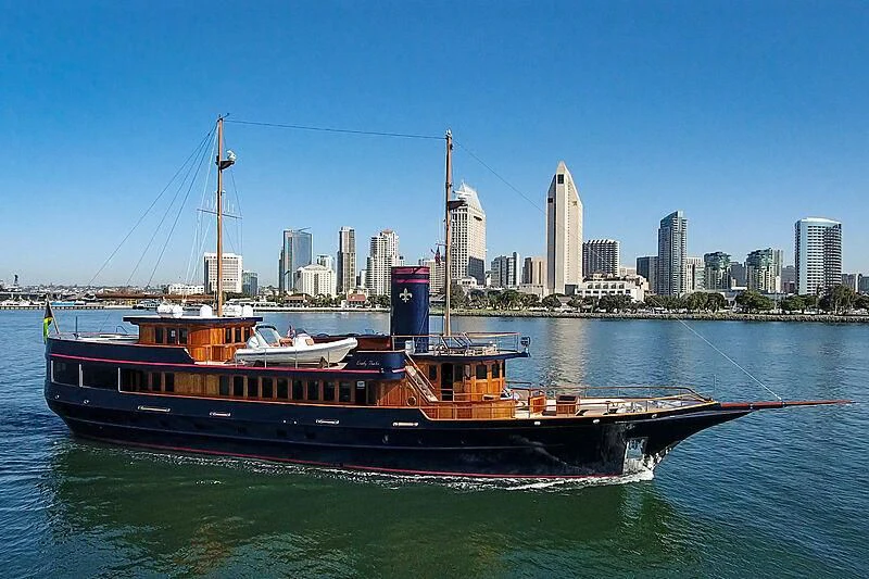 a boat on the water aboard LADY BAHI Yacht for Sale