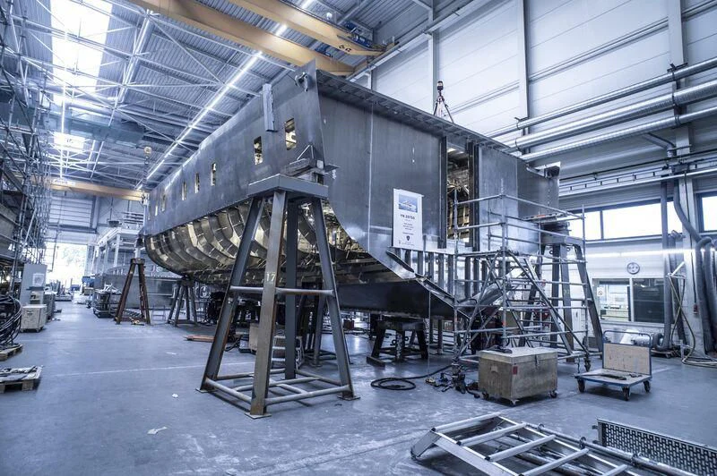 a large factory with large machines aboard ORION Yacht for Sale