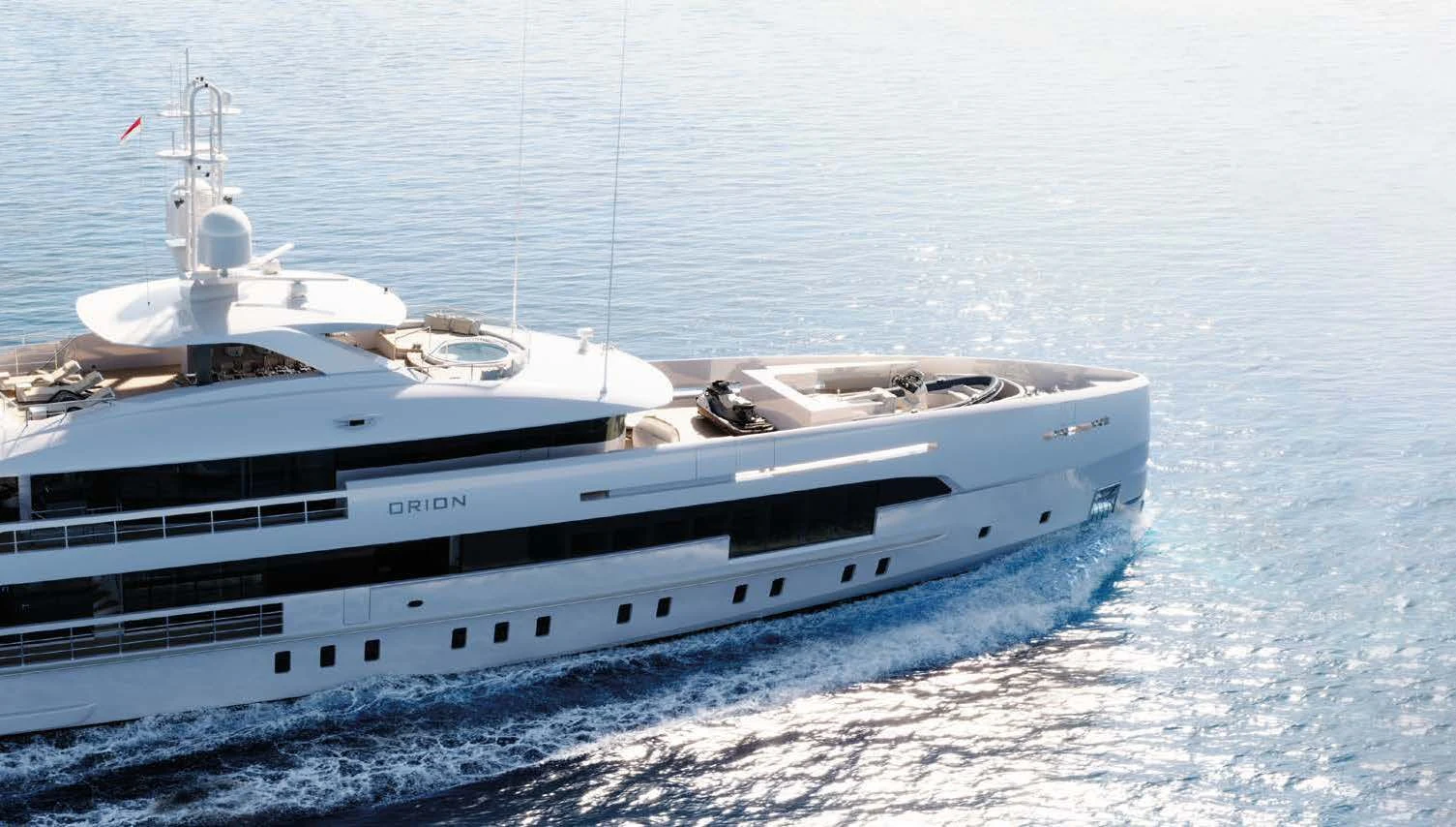 a couple of white yachts in the water aboard ORION Yacht for Sale