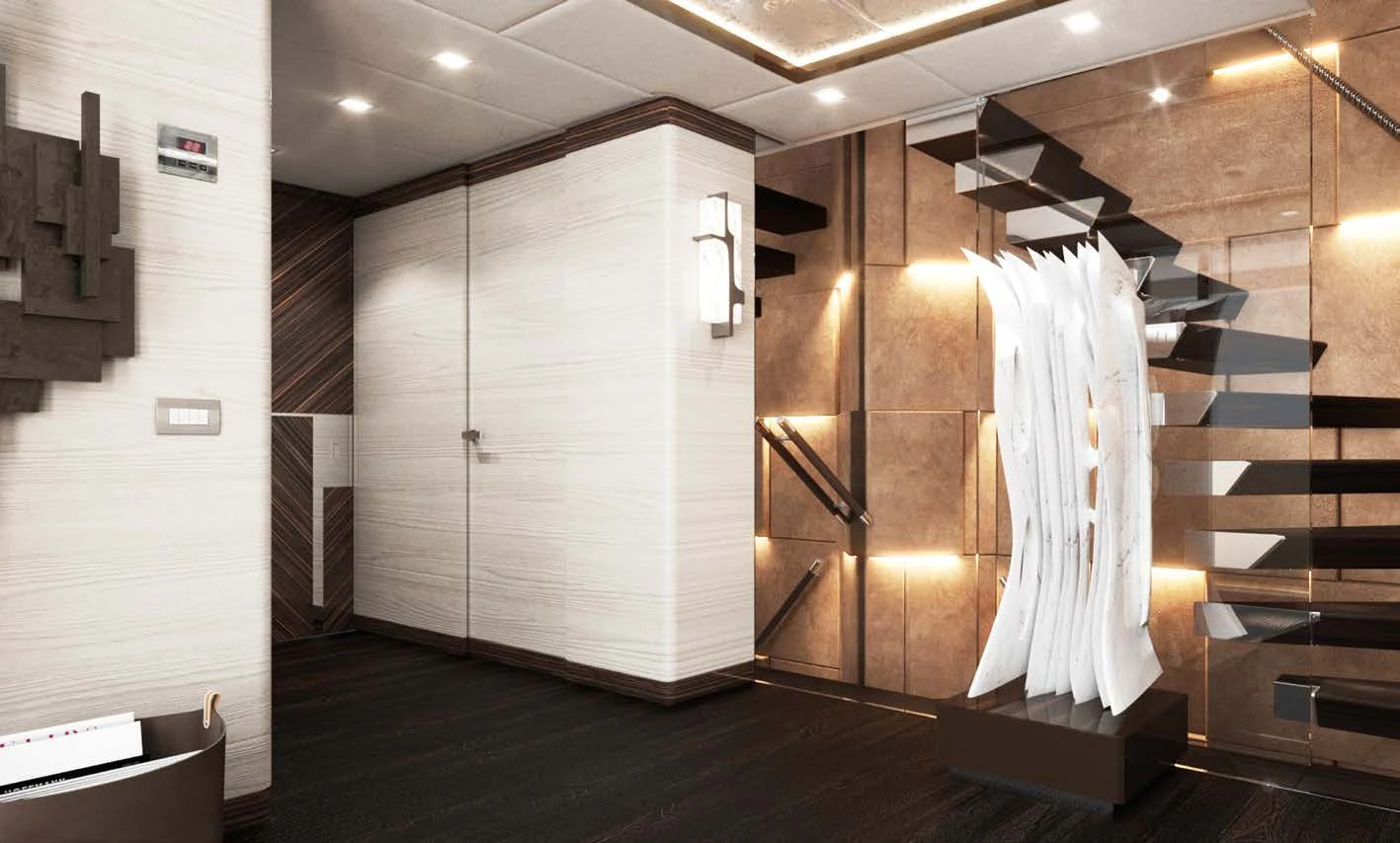 a room with a closet and a bed aboard ORION Yacht for Sale