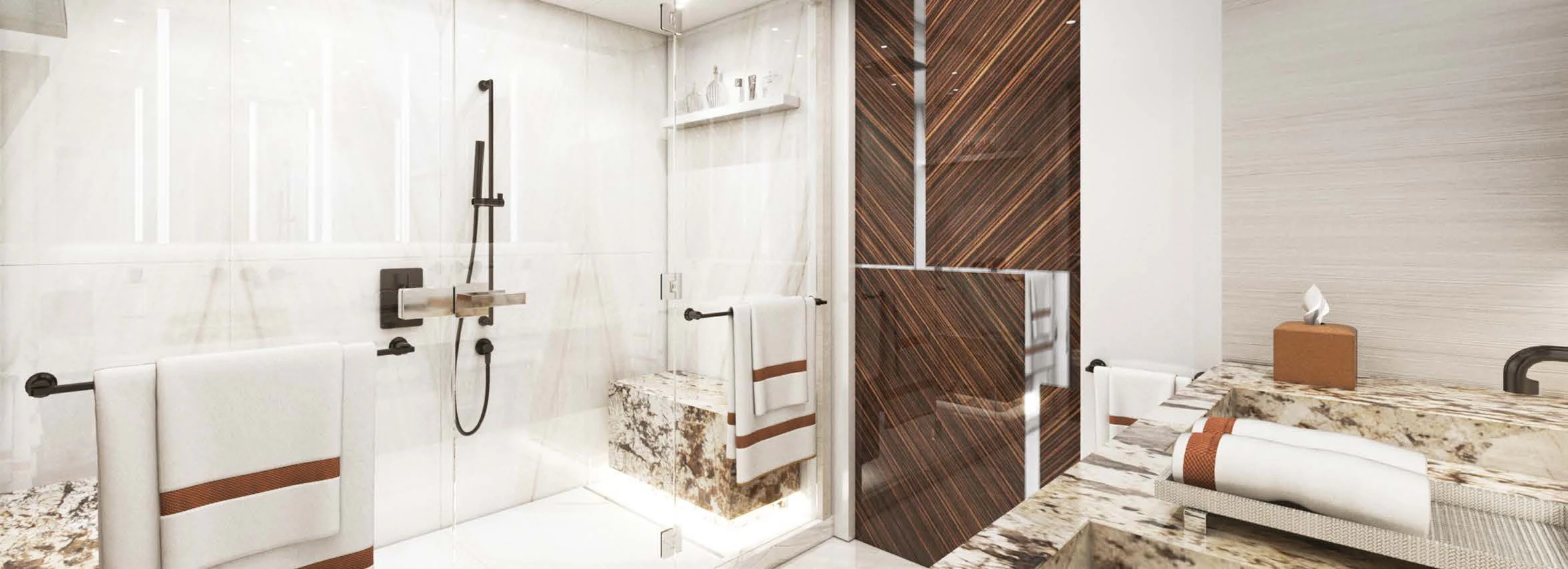 a bathroom with a tub sink and a shower unit aboard ORION Yacht for Sale