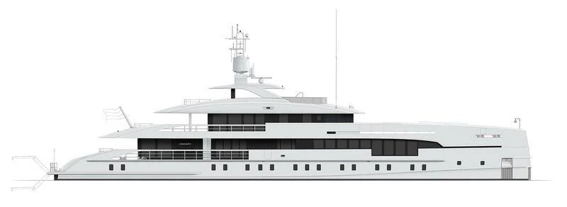 a large white building aboard ORION Yacht for Sale