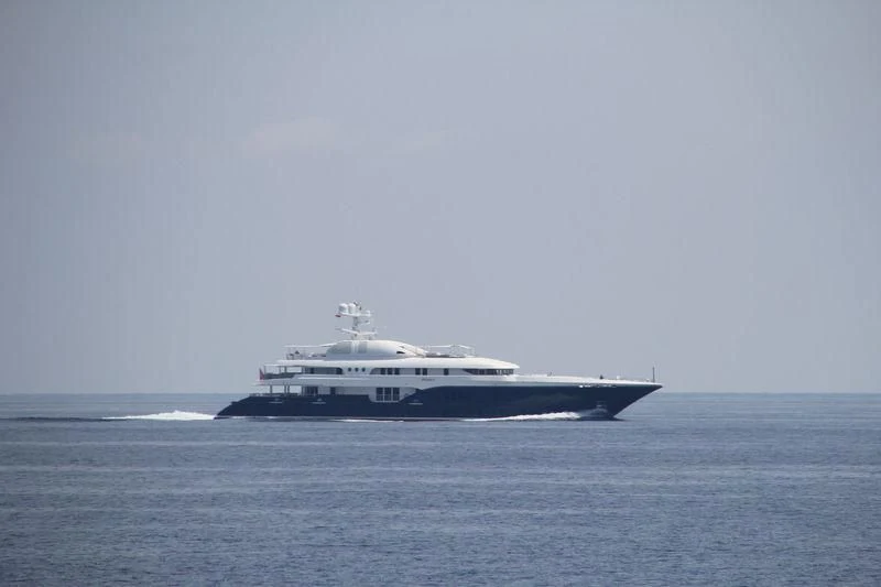 a large ship in the water aboard SYCARA V Yacht for Sale