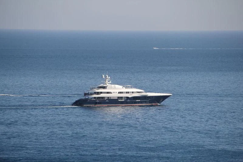 a large ship in the water aboard SYCARA V Yacht for Sale