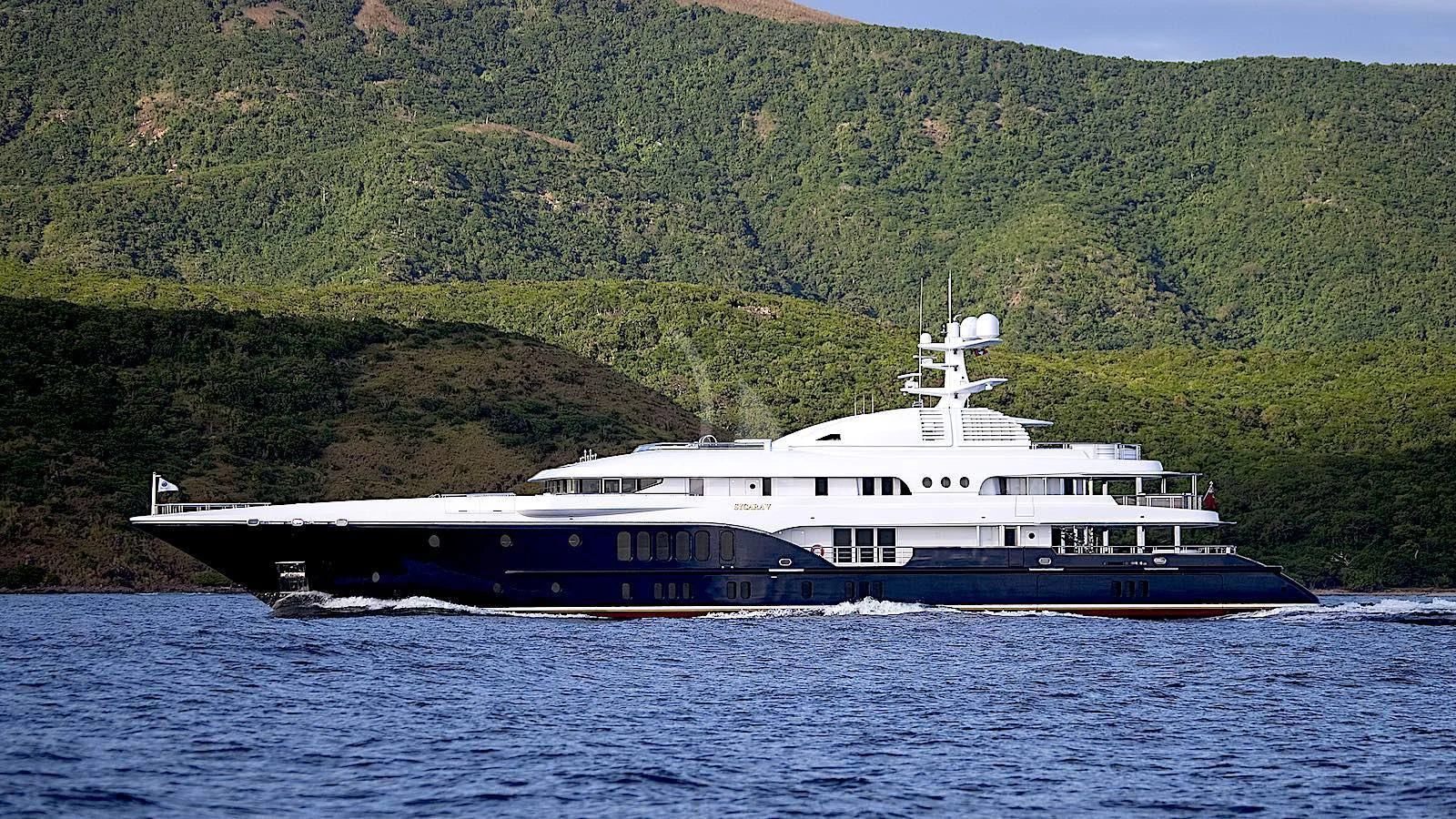 a large ship on the water aboard SYCARA V Yacht for Sale