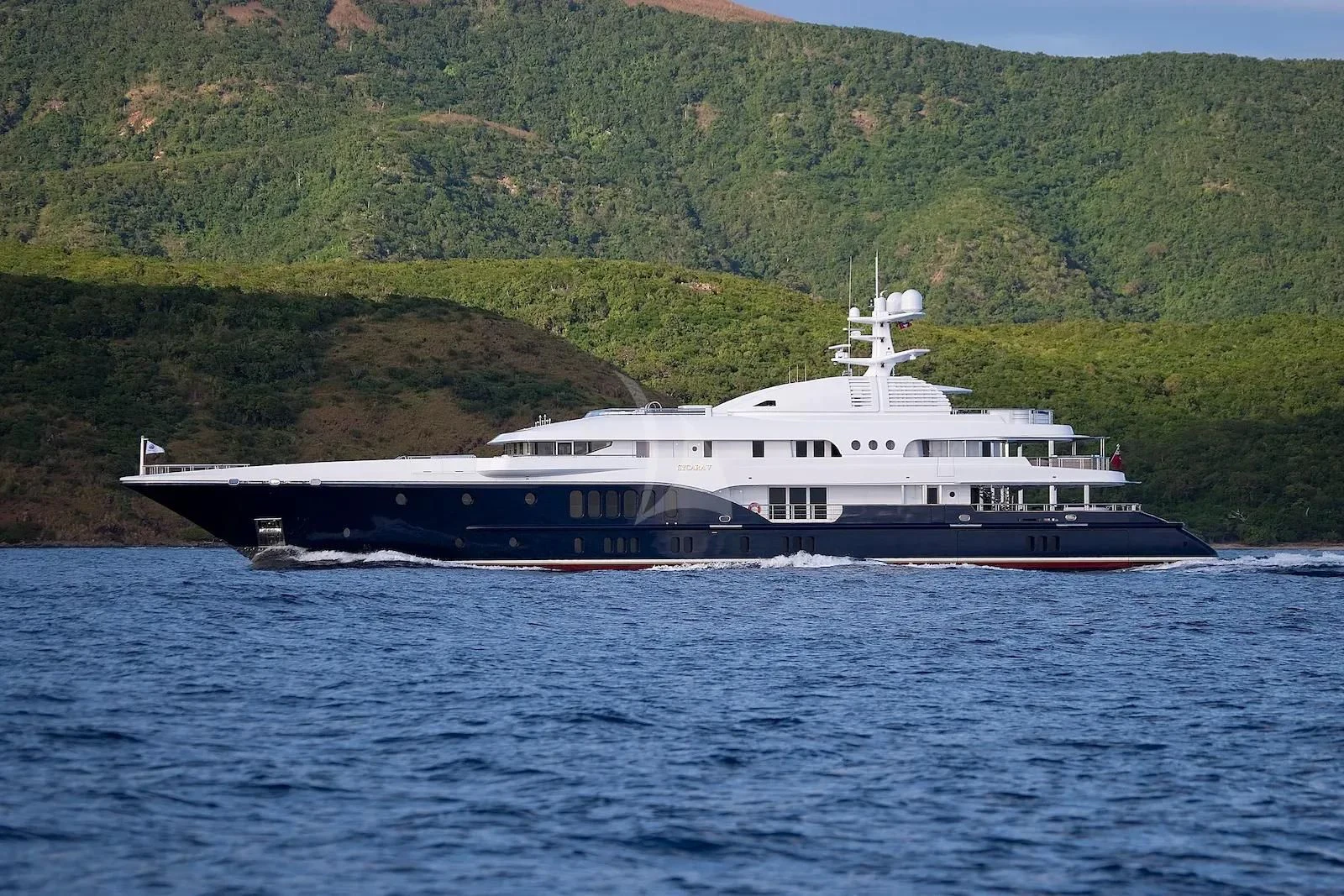 a large ship on the water aboard SYCARA V Yacht for Sale