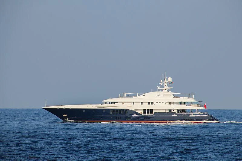 a large ship in the water aboard SYCARA V Yacht for Sale