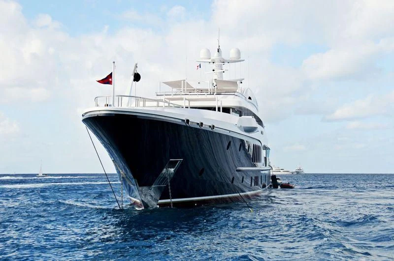 a large ship in the water aboard SYCARA V Yacht for Sale