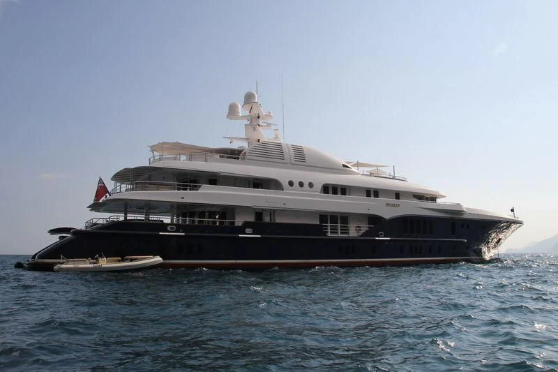 a large ship in the water aboard SYCARA V Yacht for Sale