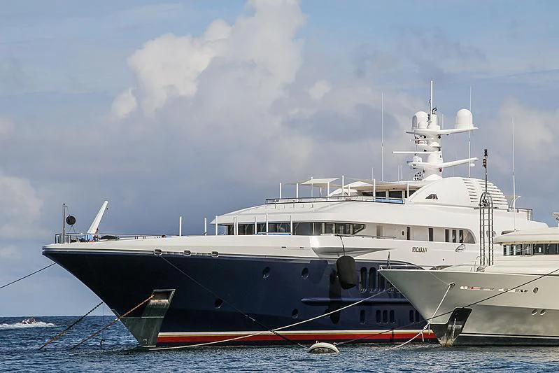 a large white boat aboard SYCARA V Yacht for Sale