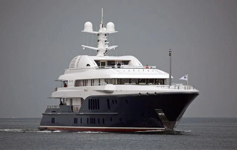 a large boat on the water aboard SYCARA V Yacht for Sale