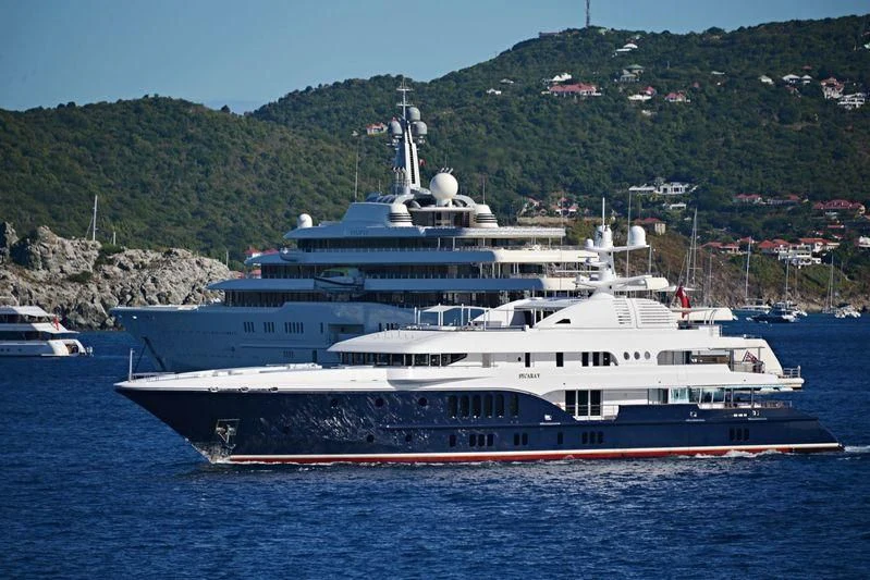 a large ship in the water aboard SYCARA V Yacht for Sale