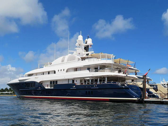 a large boat on the water aboard SYCARA V Yacht for Sale