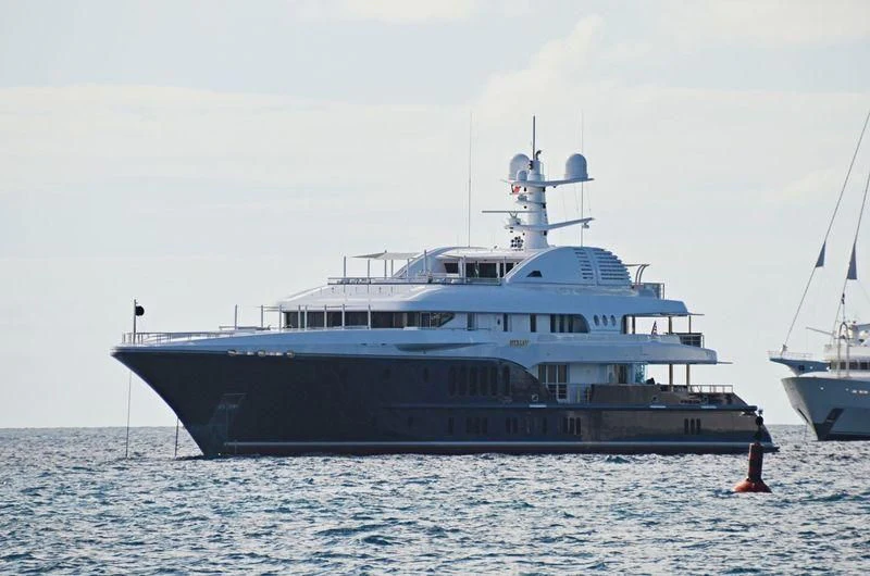 a large ship in the water aboard SYCARA V Yacht for Sale