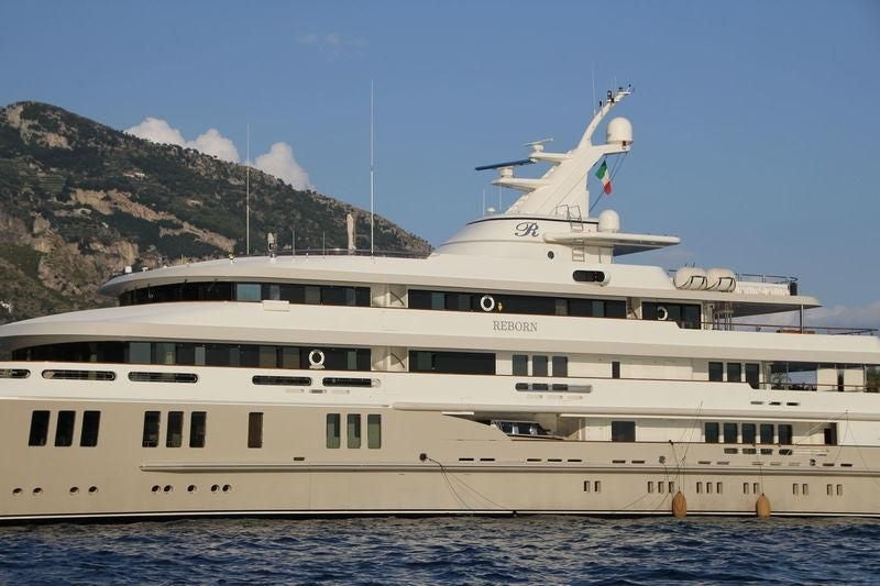 a large white yacht aboard BOADICEA Yacht for Sale