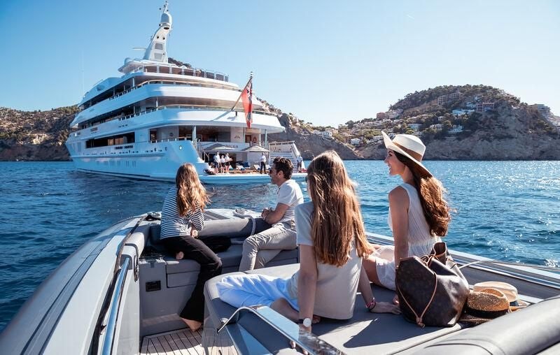 a group of people on a boat aboard BOADICEA Yacht for Sale