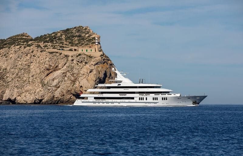 a cruise ship on the water aboard BOADICEA Yacht for Sale