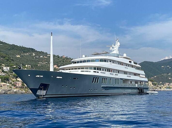 a large boat in the water aboard BOADICEA Yacht for Sale