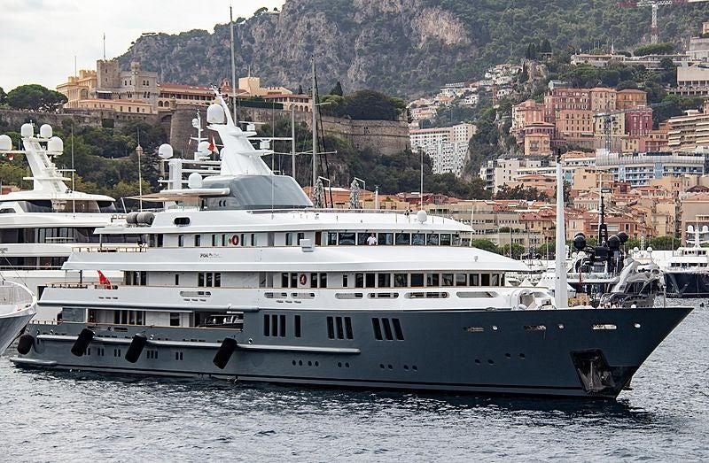 a large white boat in the water aboard BOADICEA Yacht for Sale