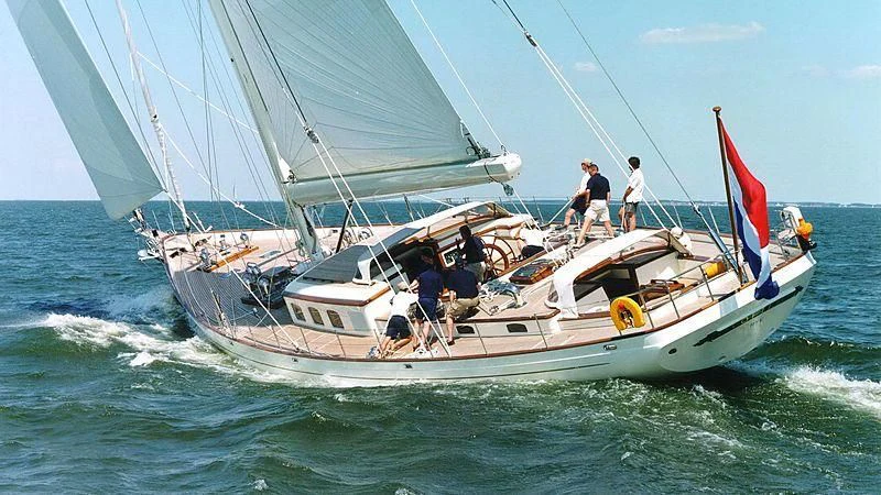a group of people on a sailboat aboard FOFTEIN Yacht for Sale