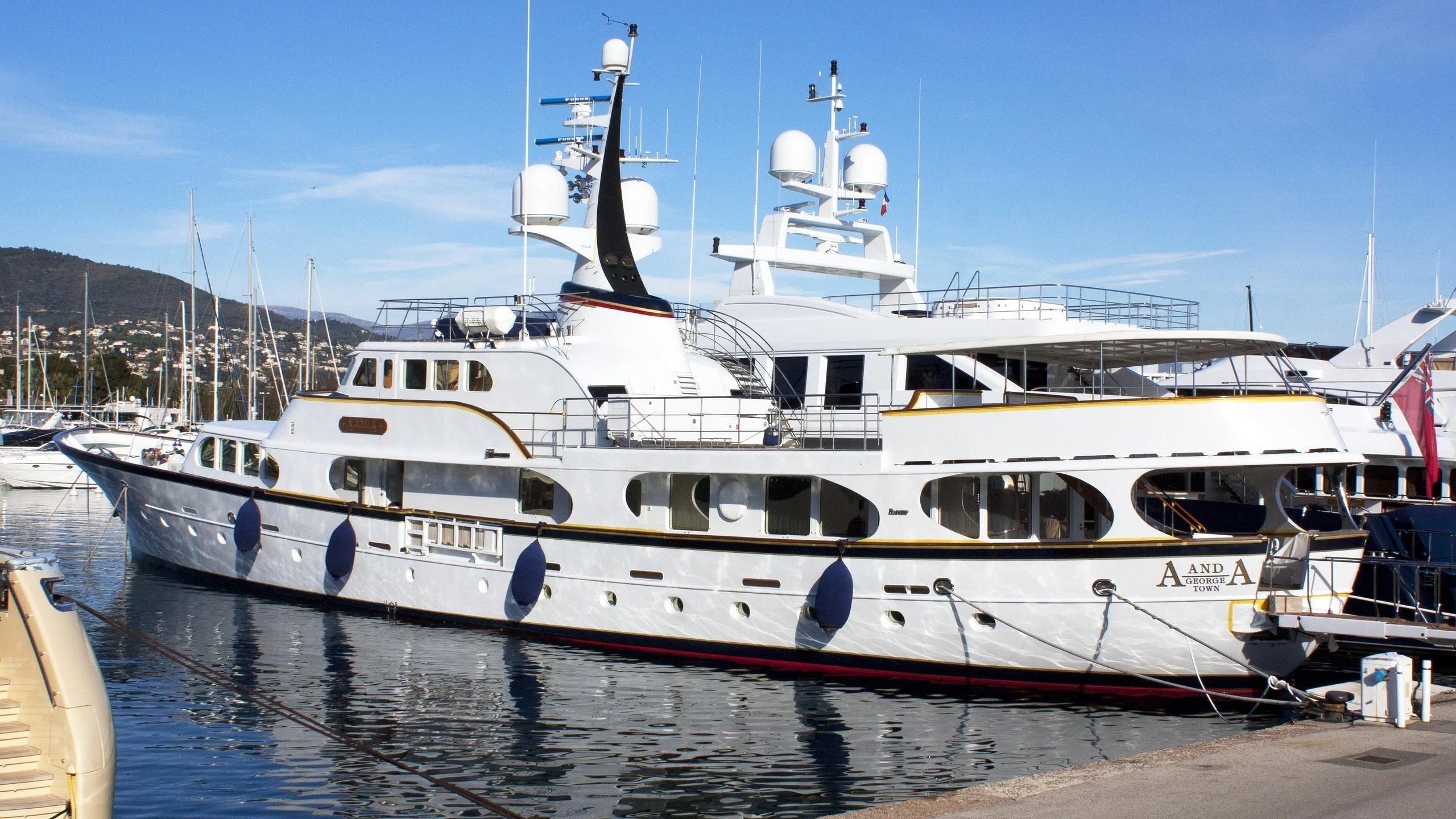 a large white boat aboard A AND A Yacht for Sale