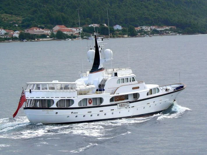 a white yacht on the water aboard A AND A Yacht for Sale
