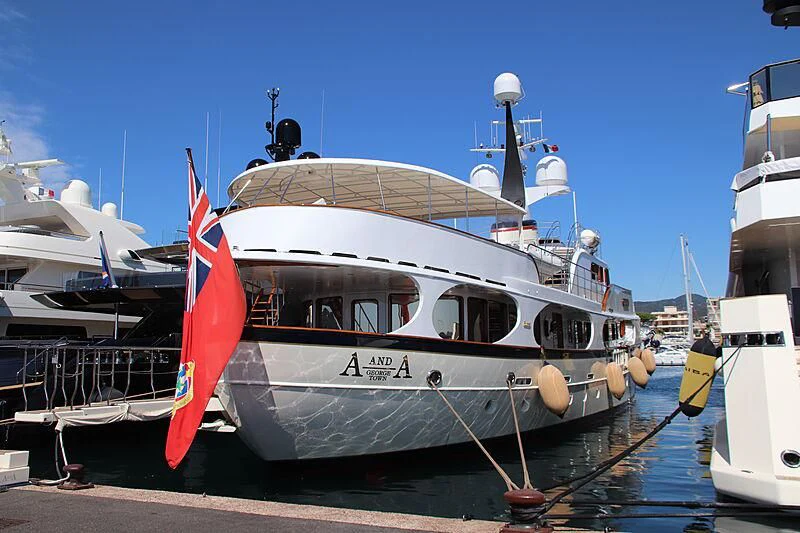 a boat with a red and white sail aboard A AND A Yacht for Sale