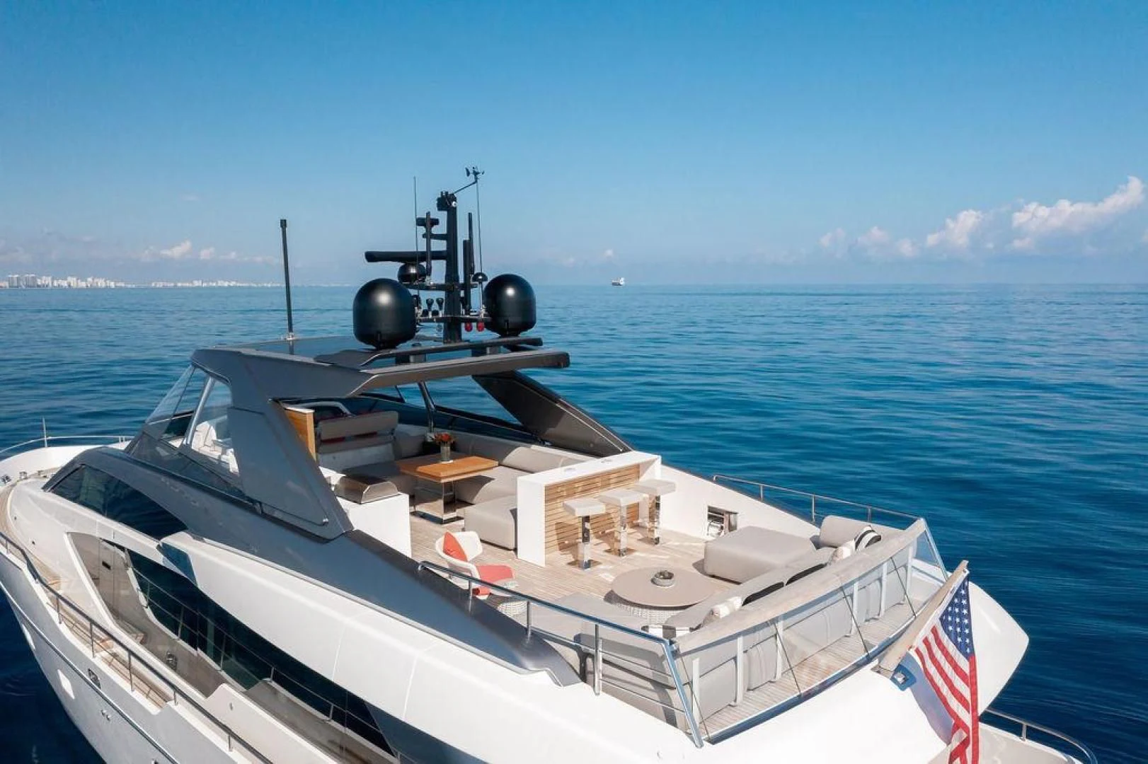 a boat with a camera on the front aboard JUJU Yacht for Sale