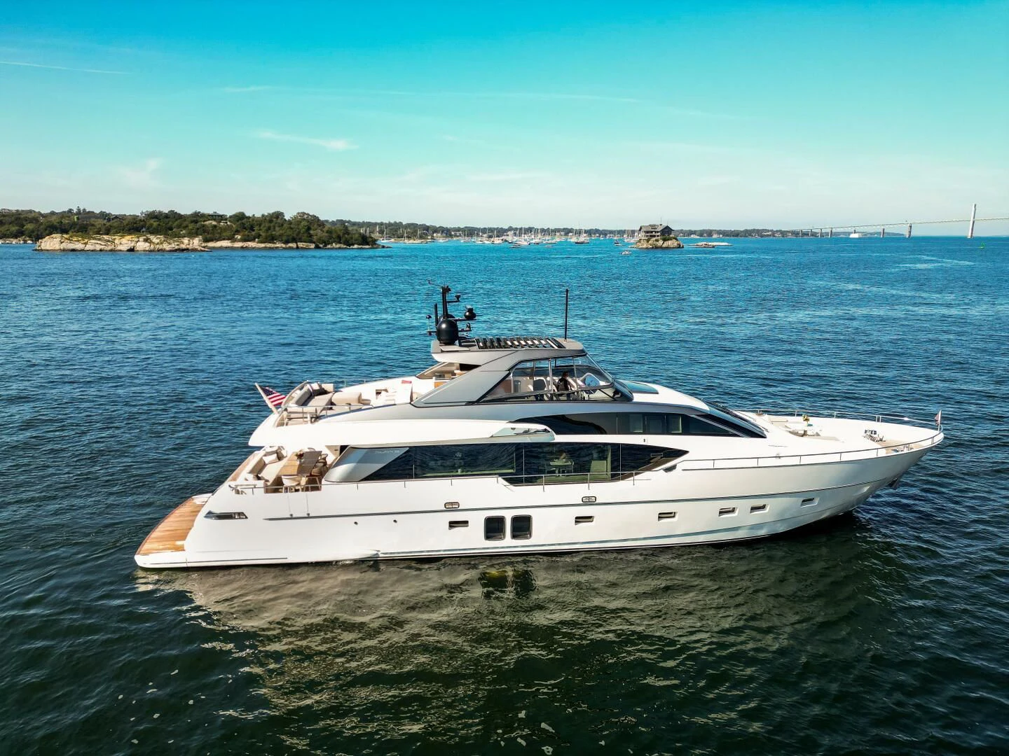 a white yacht in the water aboard JUJU Yacht for Sale