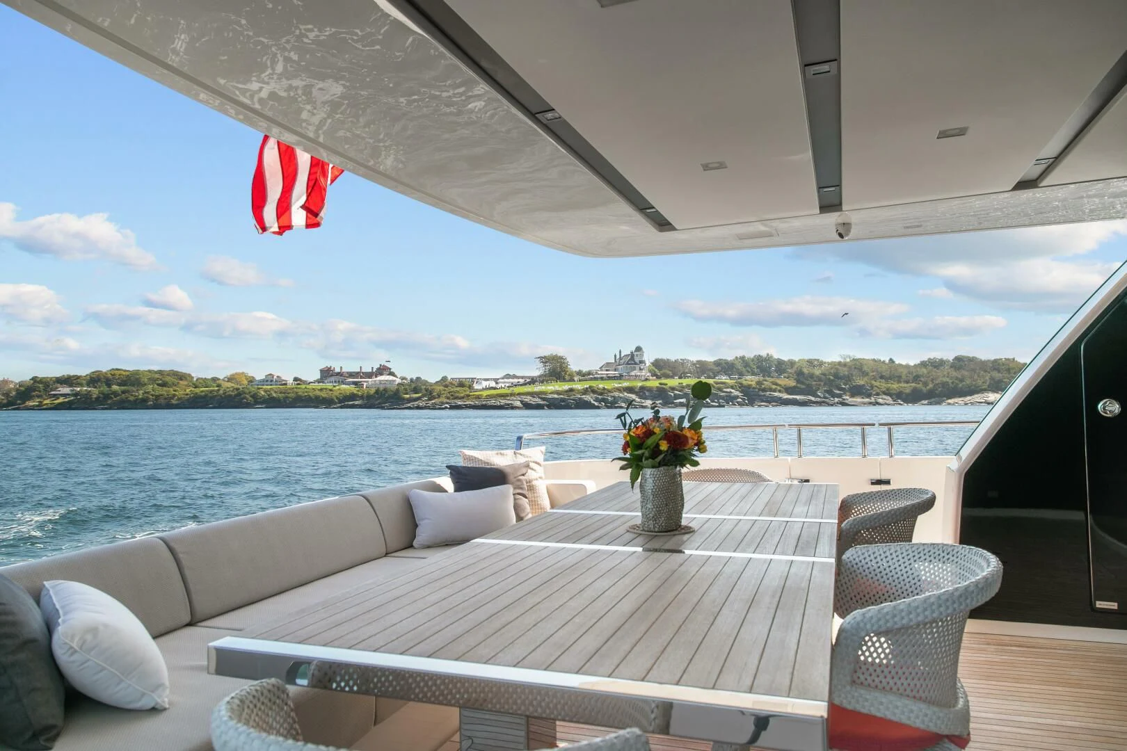 a table on a boat aboard JUJU Yacht for Sale