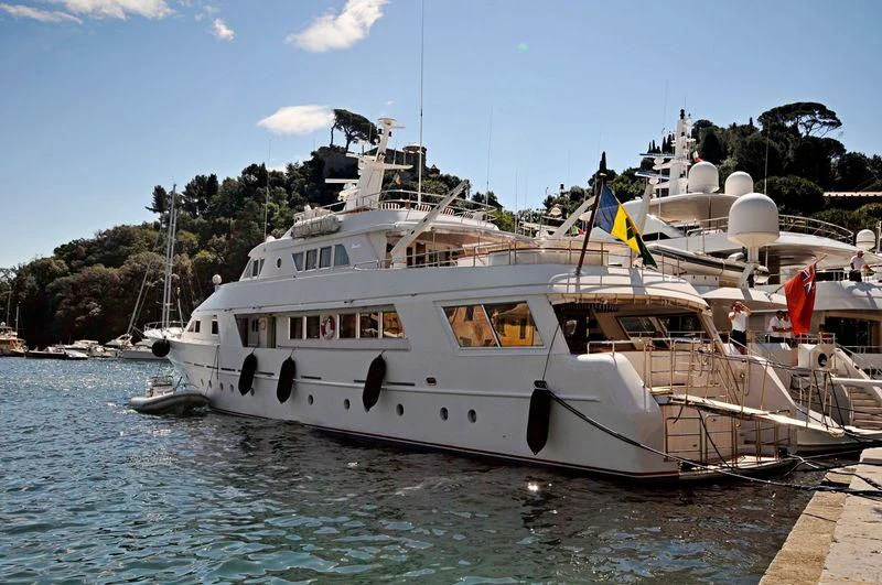 a white boat on the water aboard STAR OF THE SEA Yacht for Sale