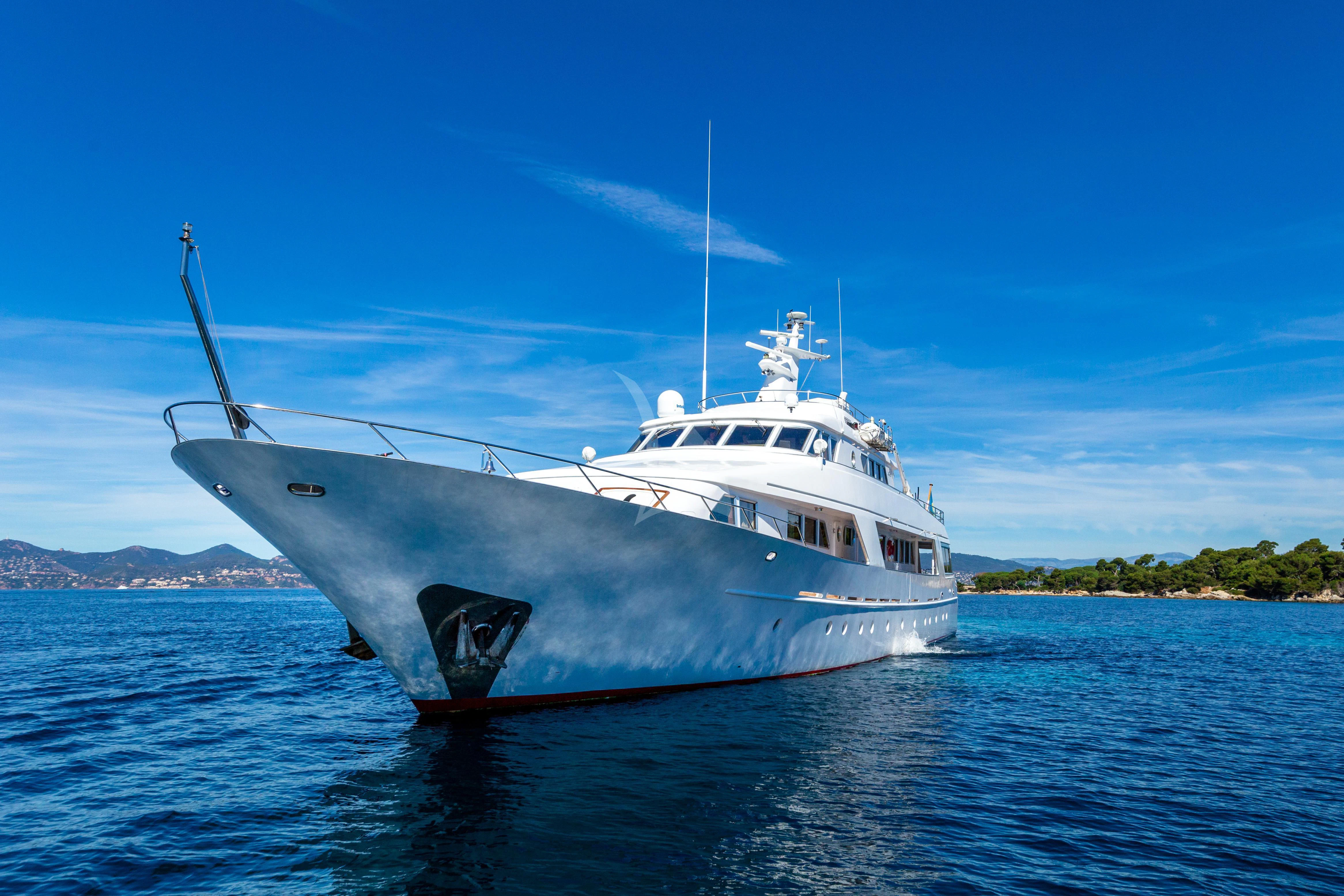 a white boat in the water aboard STAR OF THE SEA Yacht for Sale