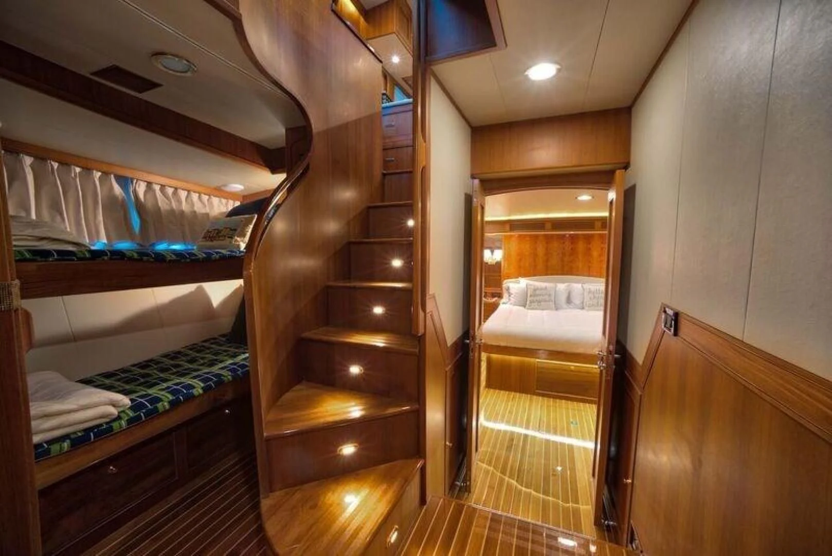 a bunk bed in a room aboard GRACIE Yacht for Sale
