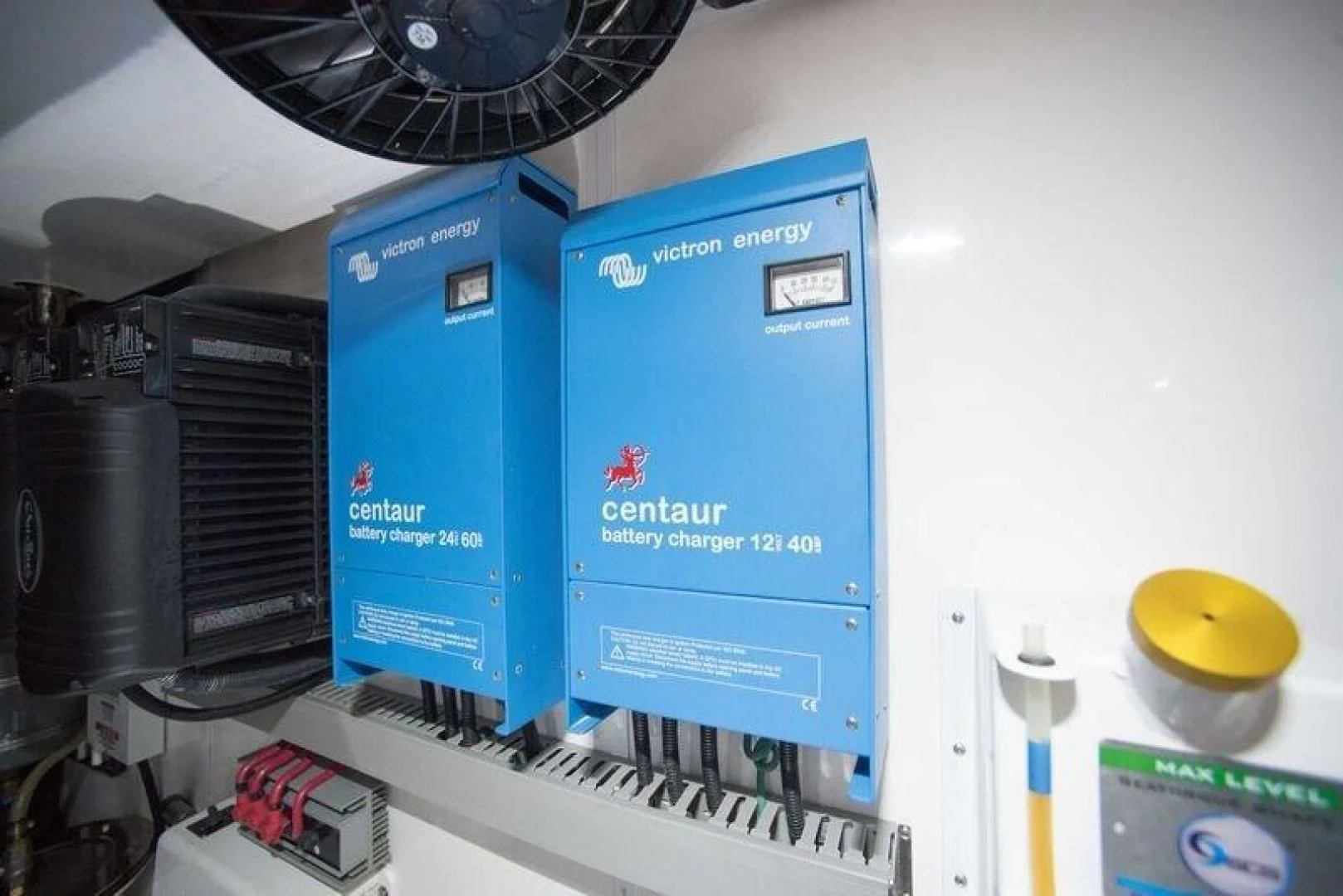 a large blue machine aboard GRACIE Yacht for Sale