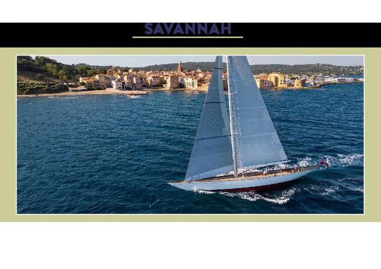a large boat on the water aboard SAVANNAH Yacht for Sale