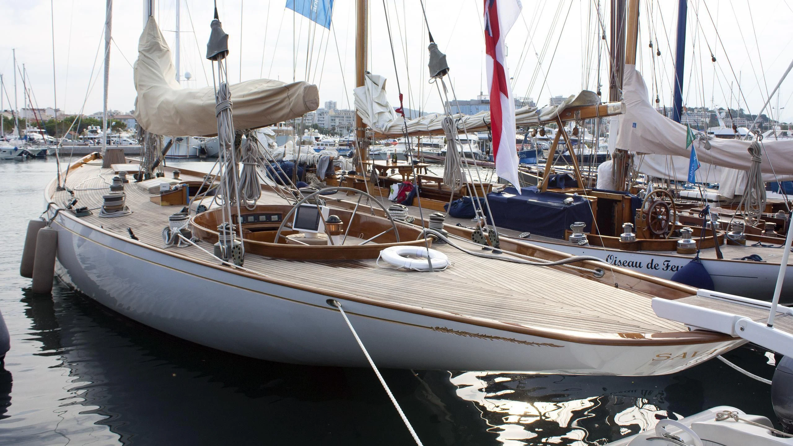 a group of boats are parked in a harbor aboard SAVANNAH Yacht for Sale