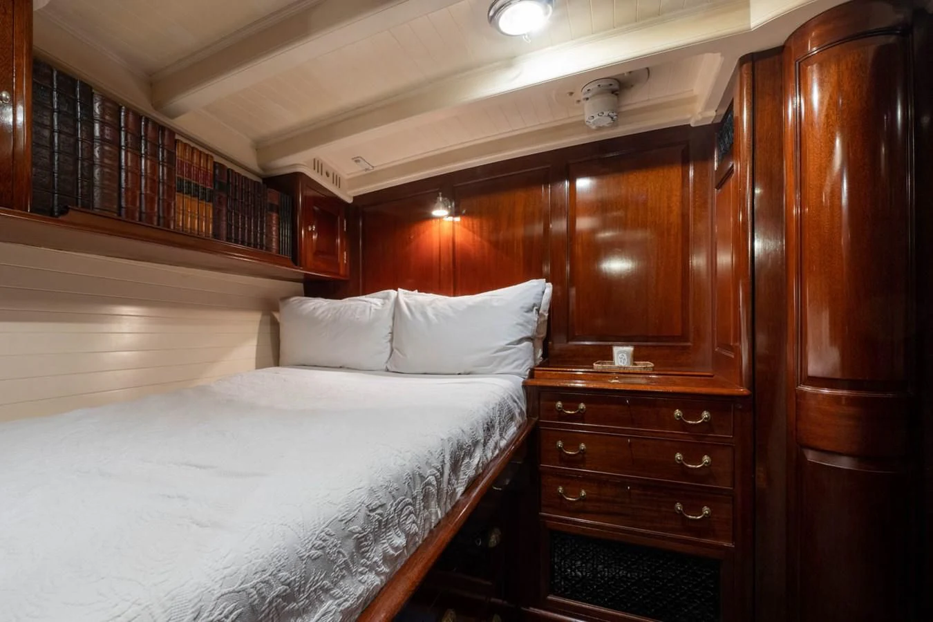 a bed in a cabin aboard SAVANNAH Yacht for Sale