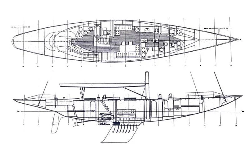 diagram, engineering drawing aboard SAVANNAH Yacht for Sale