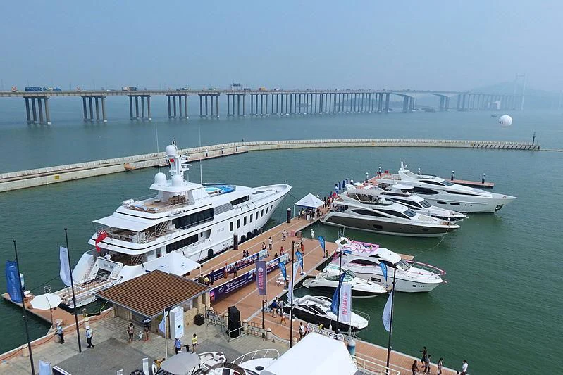 boats docked at a pier aboard MEGAN Yacht for Sale