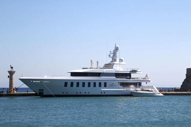 a white boat in the water aboard MEGAN Yacht for Sale
