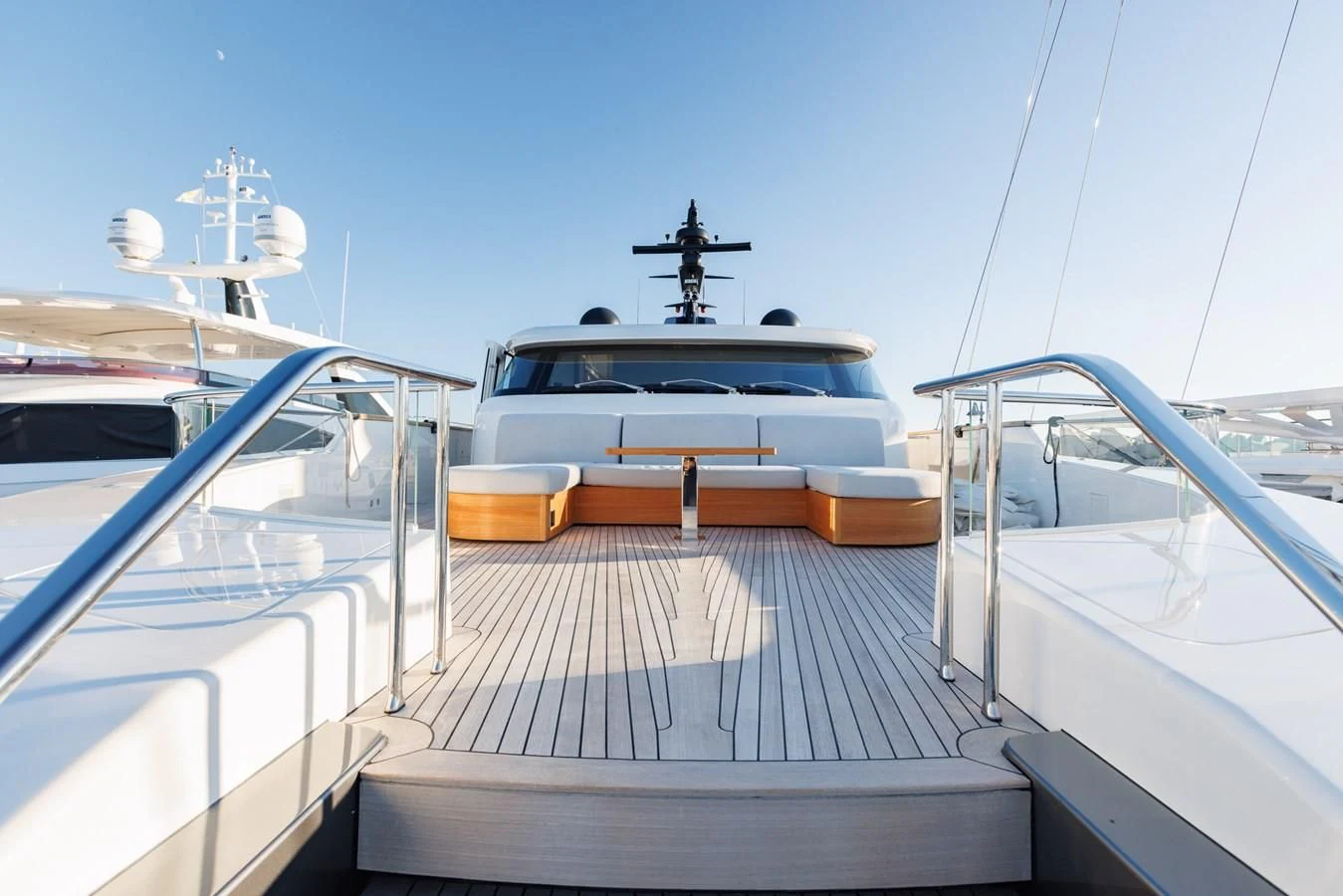 a boat with a drone on the deck aboard AMIGA Yacht for Sale