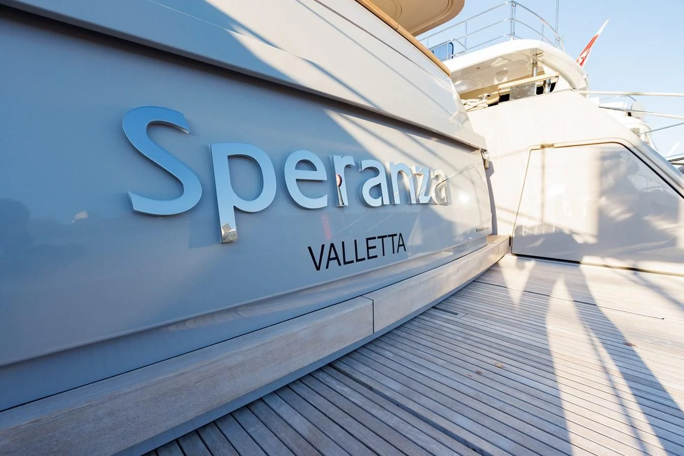 a sign on a boat aboard AMIGA Yacht for Sale