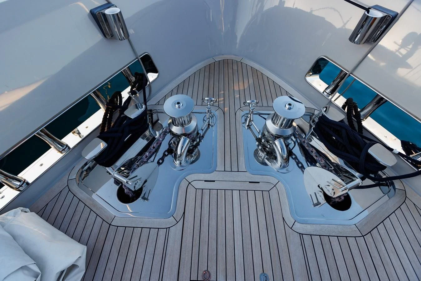 a high angle view of a space ship aboard AMIGA Yacht for Sale